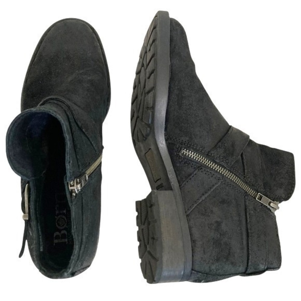 SOLD Born Trinculo Black Suede Leather Ankle Booties Womens 8.5 Buckle Comfort - Picture 15 of 16